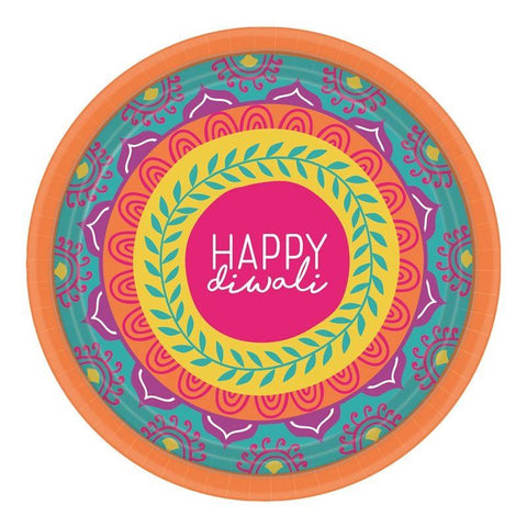 18cm Diwali Round Plates (Pack of 8)