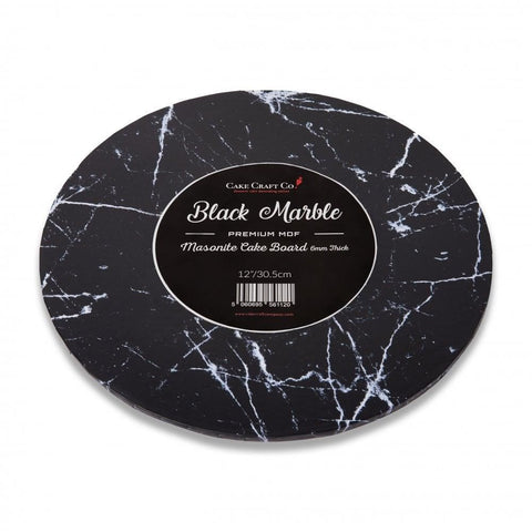 6" Glossy Black Luxury Marble Design Premium MDF Cake Board 6mm Thick