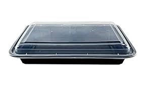 58oz Rectangle Black Containers and Clear Lid (Pack of 10)