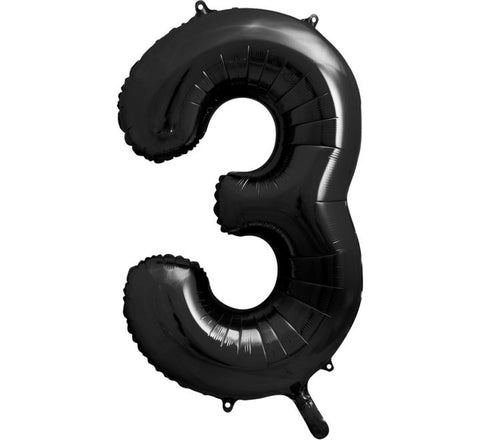 34" 3 Black Foil Balloon