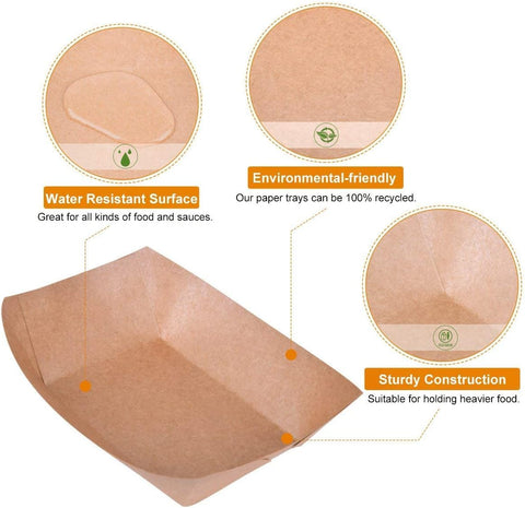 Extra Large Kraft Paper Food Tray | 3 LBs | Pack of 25