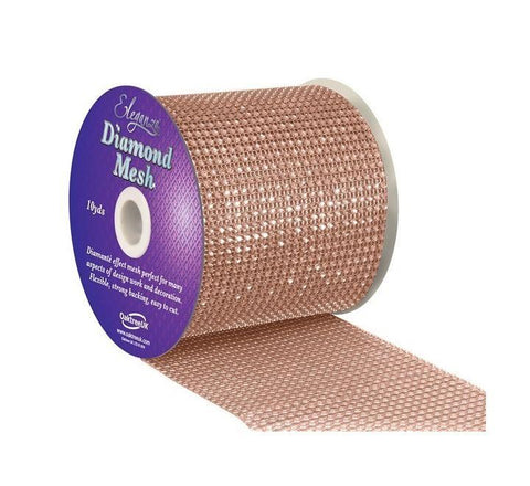 12cm x 1m Rose Gold Diamond Mesh