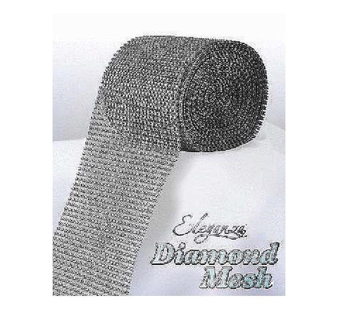 12cm x 1m Silver Diamond Mesh