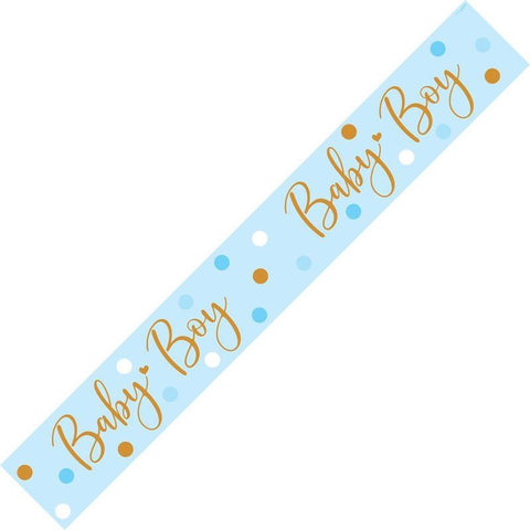 Holographic Baby Boy Banner