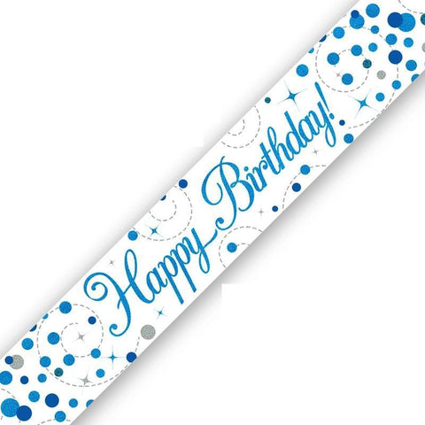 Happy Birthday Banner Blue Sparkling Fizz