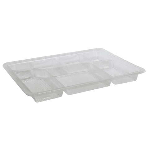 7 Compartment Rectangular Clear Plates (Pack of 25)