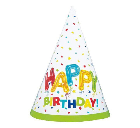 Happy Birthday Printed Hats (Pack of 8)