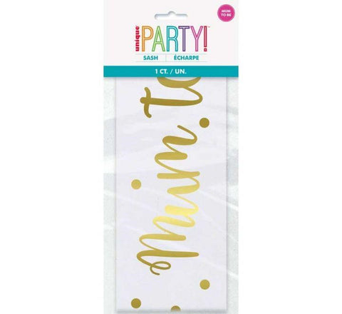 Gold foil mum to be sash