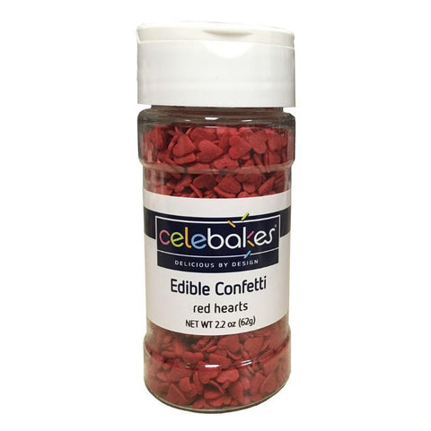 Celebakes Red Hearts Edible Confetti, 2.2 oz