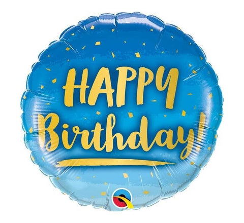 18" Yellow and Blue Happy Birthday Foil Balloon