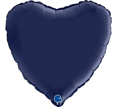 Blue Navy Satin Heart 18in Foil Balloon