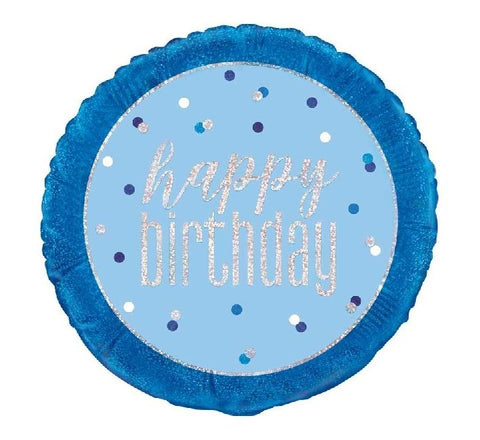 18" Blue and Silver Happy Birthday Foil Balloon