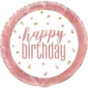 18" Pink and White Happy Birthday Foil Balloon