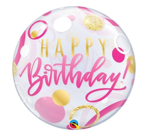 Pink Happy Birthday Bubble Balloon