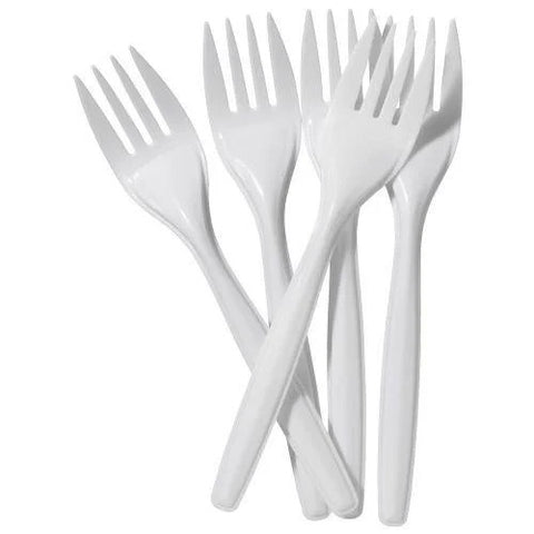White Plastic Reusable Forks x100