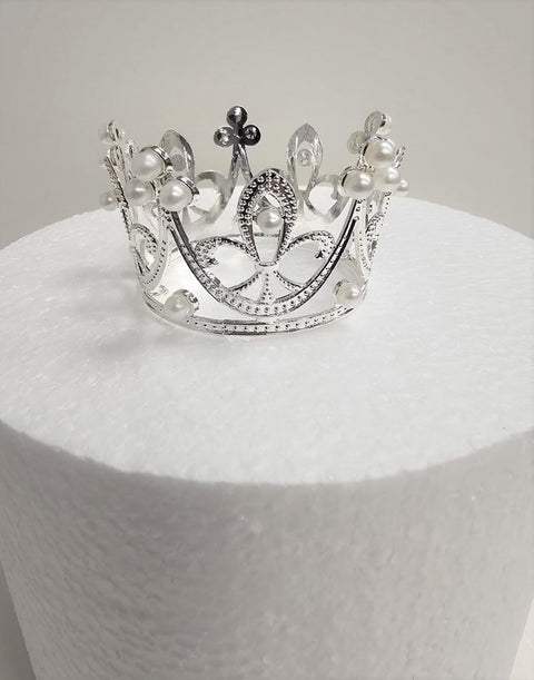 Mini Silver Crown Cake Topper