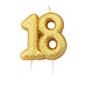 Age 18 Glitter Numeral Moulded Candle Gold