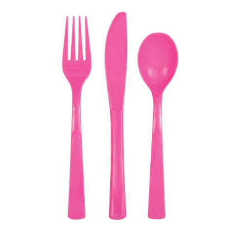 Assorted Hot Pink Cutlery