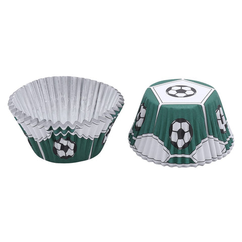 Deep Fill Foil Lined Baking Cases - Green Football Print (Pack of 30)