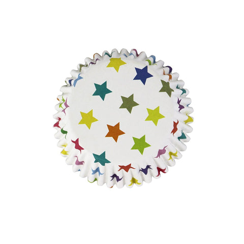 Foil Lined Cupcake Cases - Pack of 30: White with Stars