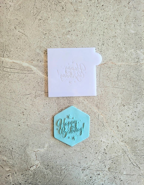 Happy Birthday Stars Outbosser Fondant Cookie Stamp