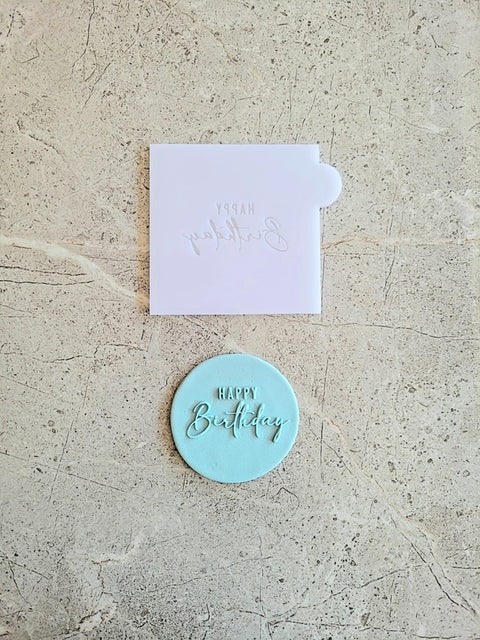 Happy Birthday Mixed Font  Outbosser Fondant Cookie Stamp