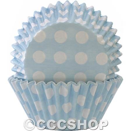 Light Blue Polka Dot Cupcake Cases - Pack of 36