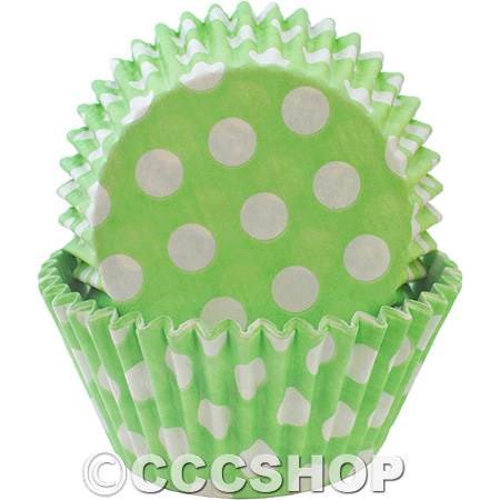 Lime Green Spotted Deep Cupcake Cases - Pack of 36