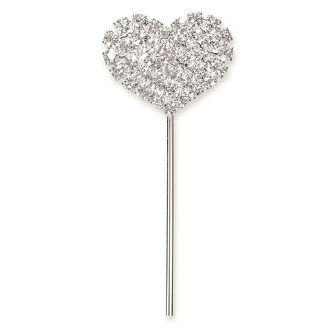 Diamante Solid Heart on Stem - Silver 20 x 25mm - Limited Stock