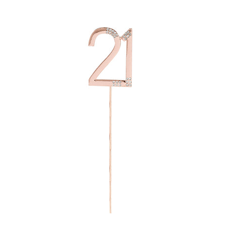 Diamante 21st Rose Gold Cake Topper