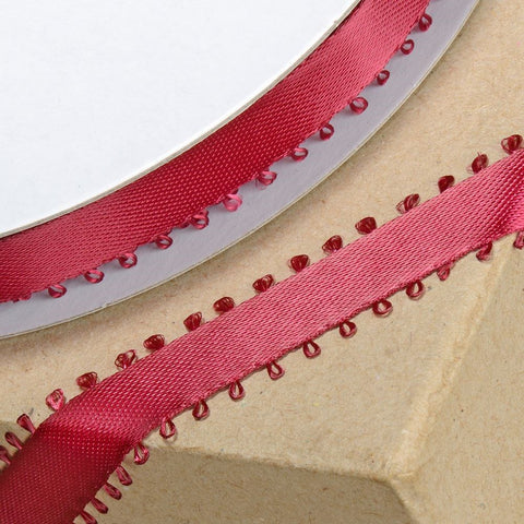 Picot Edge Satin Ribbon BURG 12mm - Metre