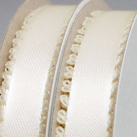 Picot Edge Satin Ribbon Ivory 12mm - Metre