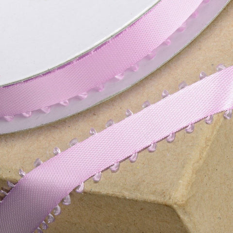 Picot Edge Satin Ribbon Pink 12mm - Metre