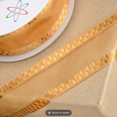 Organza Square Edge Ribbon 38mm Gold - Metre