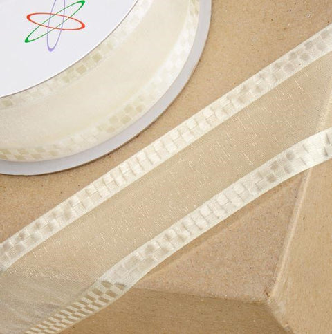 Organza Square Edge Ribbon 38mm Ivory - Metre