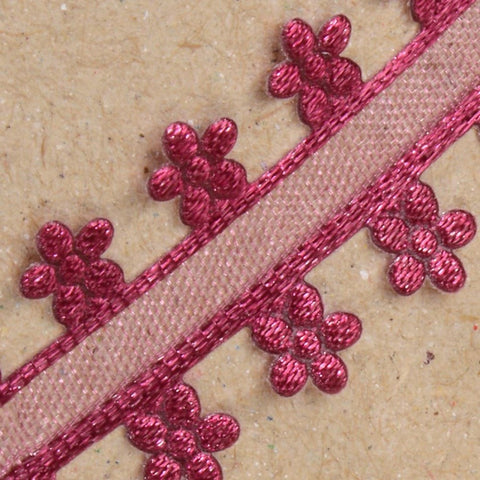 Daisy Edged Organza Ribbon Burgundy - 10mm x 25m