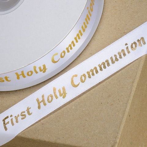 Printed Ribbon Communion 20mm Gold - Metre - Limited Stock