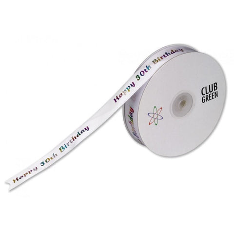 30th Birthday Multicolour Ribbon - 20mm x 50m