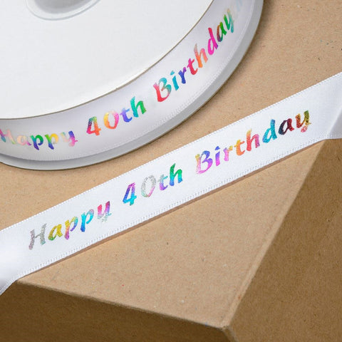 40th Birthday Ribbon 20mm Multicolour - Metre