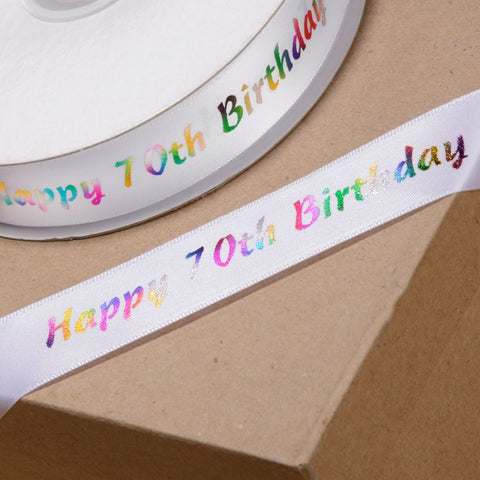 Happy 70th Birthday Ribbon Roll - 20mm x 50m