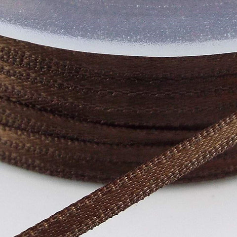 3mm Brown Double Sided Satin Ribbon - Metre - Limited Stock