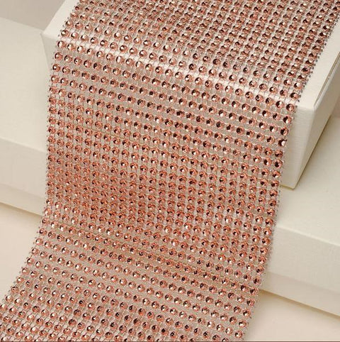 Plastic Diamante Effect 24 Rows Band 1.5m - Rose Gold