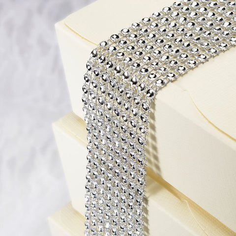 Plastic Diamante Effect 8 Rows Band 1.5m - Silver - Limited Stock