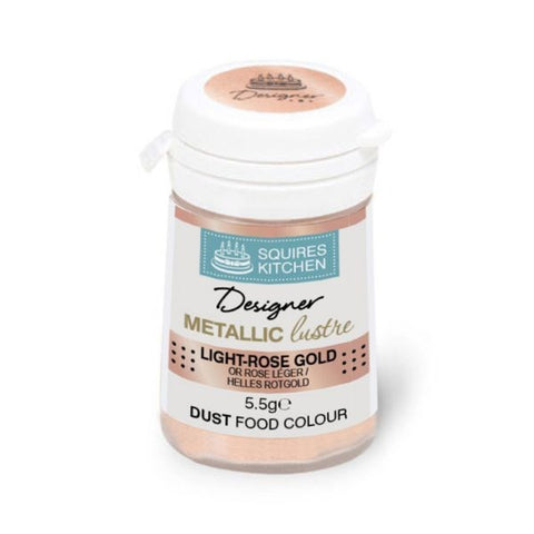 Squires Designer Metallic Lustre Dust  Light-Rose Gold– 5g  Premium Cake & Cupcake Decorating Powder, Edible Shimmer, Glitter, Food Safe, Perfect for Sugarcraft, Confectionery, and Baking