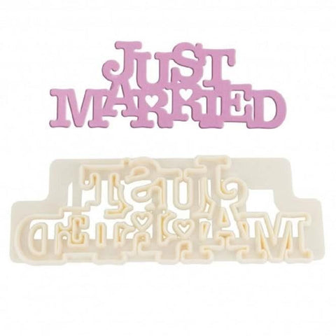 Curved Words Just Married Cutter