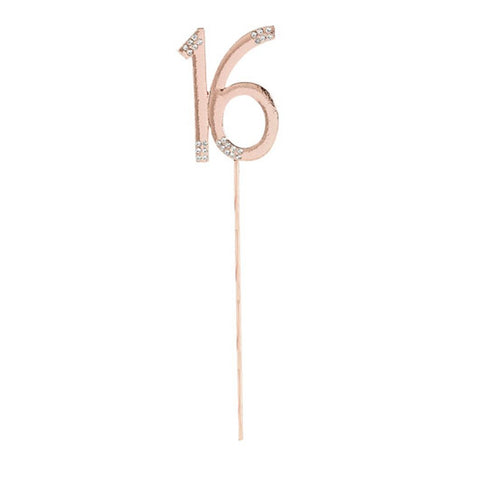 Diamante 16th Rose Gold Cake Topper