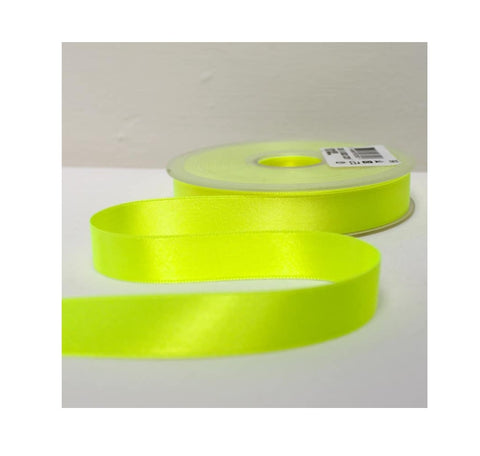 7mm x 20m Double Faced Poly Satin Ribbon Roll - Flo Yellow