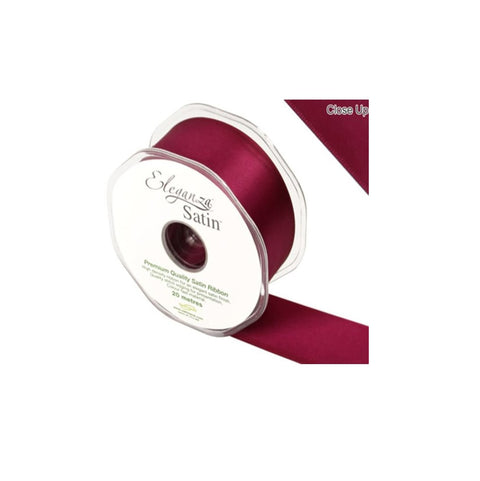 35mm x 20m Double Faced Poly Satin Ribbon Roll - Scarletberry