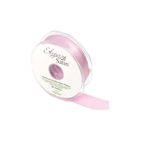 25mm x 20m Double Faced Poly Satin Ribbon per Metre - Baby Pink