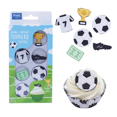 Edible Sugar Cupcake Topper Football (Pack of 6)